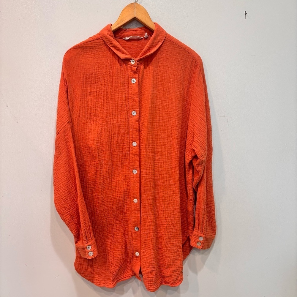 Soft Sorroundings Gauze Button Down Tunic Long Sleeve Top Women’s Size Large